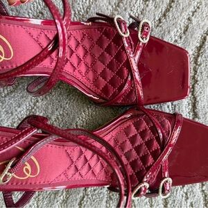 Sam Edelman Red Strappy Sandals with rhinestone details